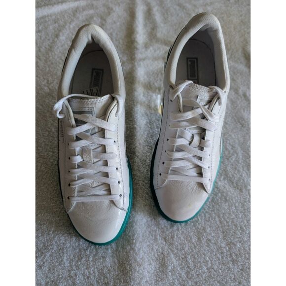 PUMA Basket Classic White & Teal Sneakers – Women’s (EUR 37) - Picture 9 of 12